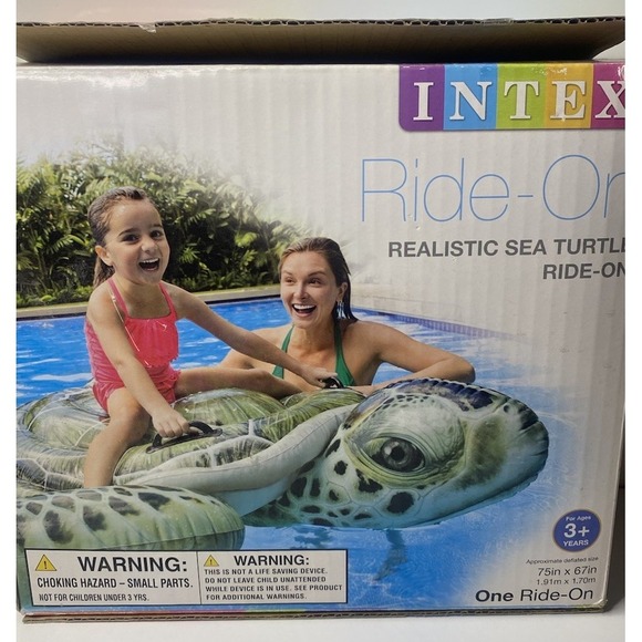 Intex Realistic Sea Turtle Inflatable Ride-On Float‎ with Handles | (Open Box) - Picture 3 of 9